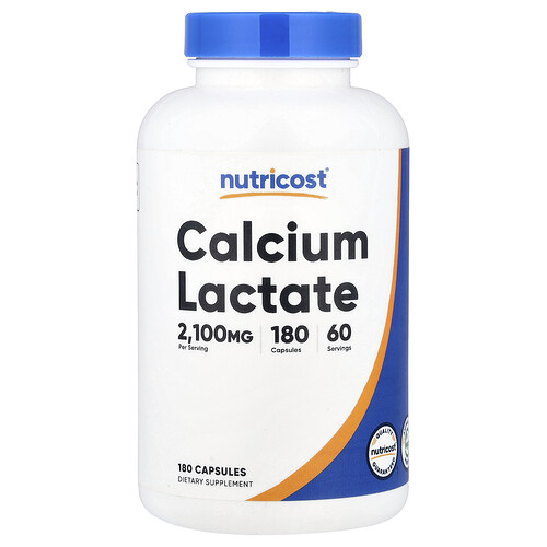Nutricost, Calcium Lactate, 2,100 mg , 180 Capsules (700 mg per Capsule)