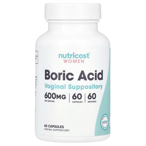 Nutricost Women, Boric Acid, Vaginal Suppository, 600 mg , 60 Capsules
