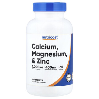 Nutricost, Calcium, Magnesium, & Zinc, 180 Tablets