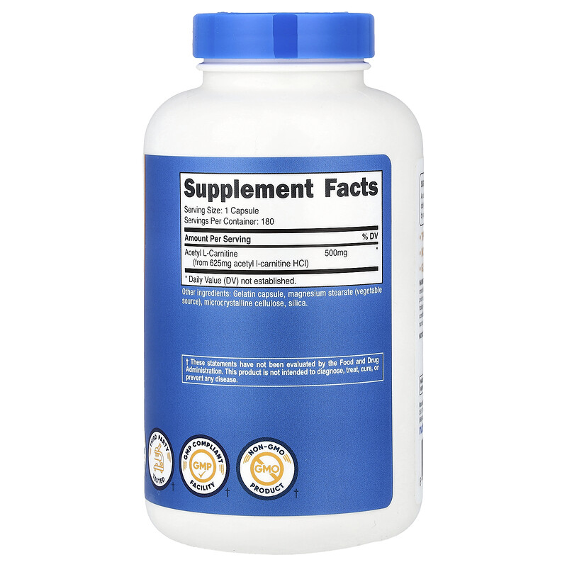 Acetyl L-Carnitine, 500 mg , 180 Capsules