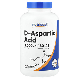 Nutricost, Ácido D-aspártico, 180 cápsulas (750 mg por cápsula)