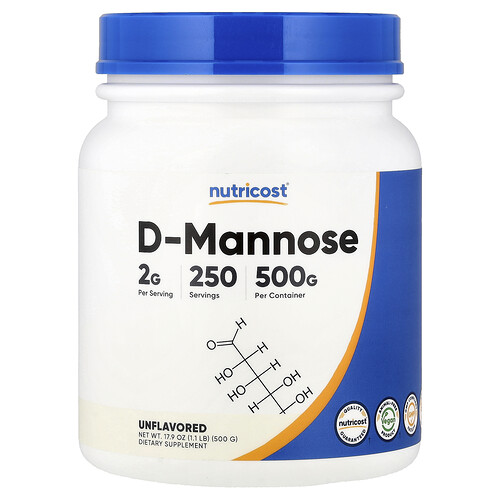 Nutricost, D-Mannose, Unflavored, D-Mannose, geschmacksneutral, 500 g (17,9 oz.)