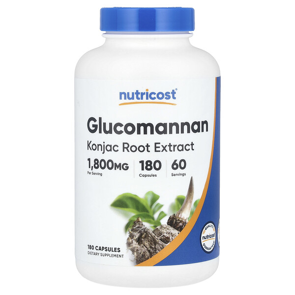 Nutricost Glucomannan Konjac Root Extract, 180 Capsules (600 mg per Capsule)