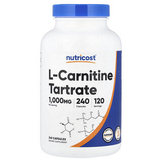 Nutricost, Tartrato de L-carnitina, 240 cápsulas (500 mg por cápsula)