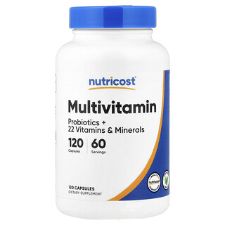 Nutricost, Multivitamina, probióticos + 22 vitaminas y minerales , 120 cápsulas