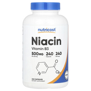Nutricost, 니아신, 500mg, 캡슐 240정