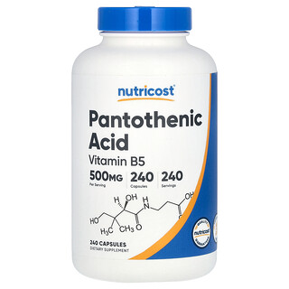 Nutricost, Pantothenic Acid, Pantothensäure, Vitamin B 5, 500 mg, 240 Kapseln