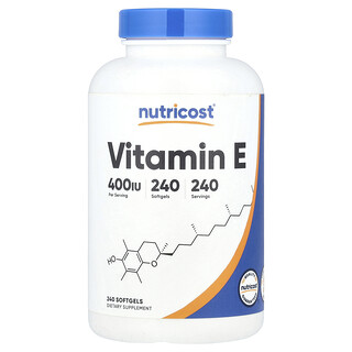 Nutricost, Vitamina E, 180 mg (400 UI), 240 cápsulas blandas