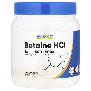 Nutricost, Clorhidrato de betaína, sin sabor, 507 g (1,1 lb)