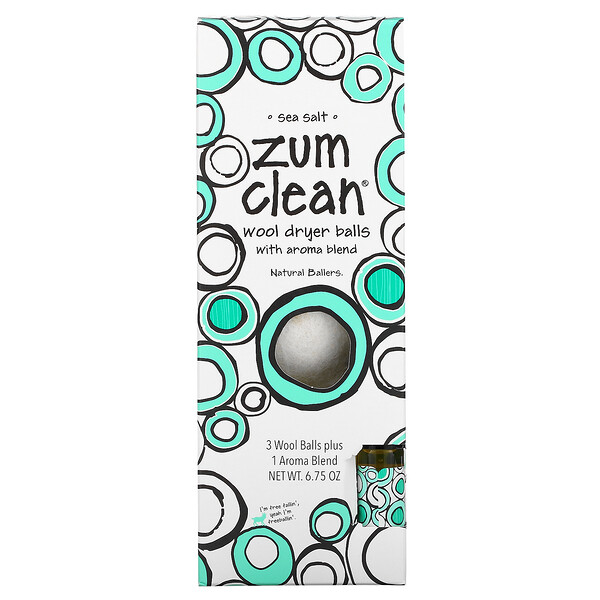 ZUM, Zum Clean, шарики для сушки шерсти со смесью ароматизаторов, морской солью, 4 шт.