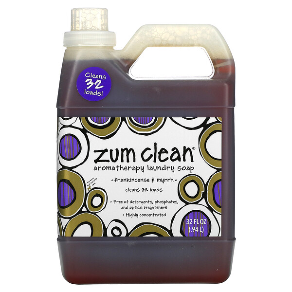 Indigo Wild‏, Zum Clean, סבון כביסה ארומתרפי, לבונה ומור, 0.94 ליטר (32 אונקיות נוזל)