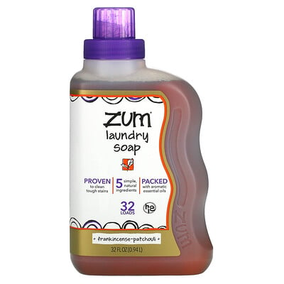 ZUM Zum Clean, жидкое мыло для стирки с ароматерапевтическим эффектом, ладан и пачули, 940 мл (32 жидк. унции)