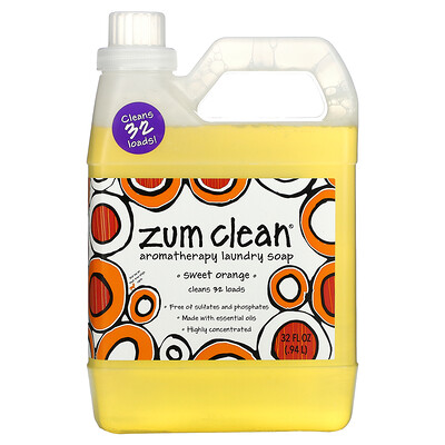 Купить ZUM Zum Clean, ароматерапевтическое мыло для стирки, сладкий апельсин, 0, 94 л (32 жидких унции)