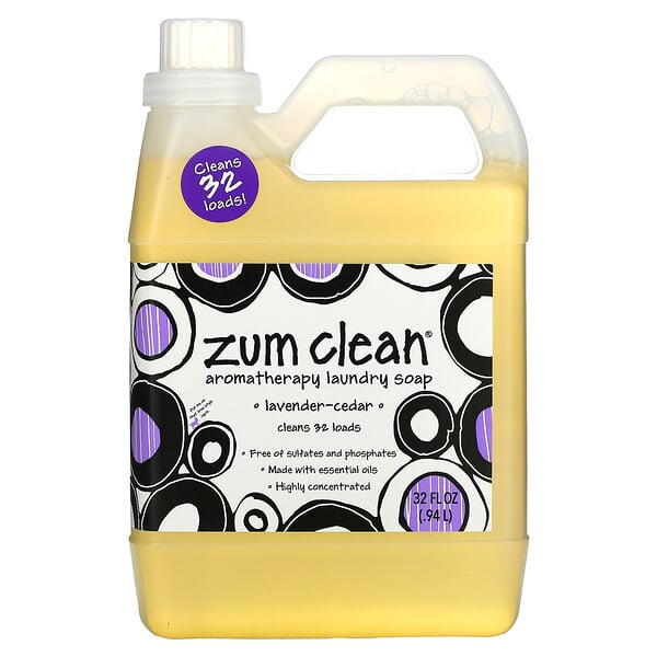 ZUM‏, صابون غسيل Zum Clean بعلاج عطري، برائحة اللافندر-خشب السدر، 32 أونصة سائلة (0.94 لتر)