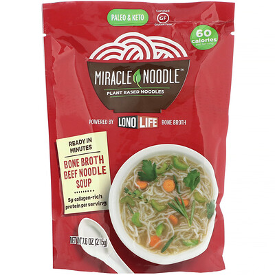 Miracle Noodle Суп с лапшой на костном бульоне, говяжий, 215 г (7,6 унции)