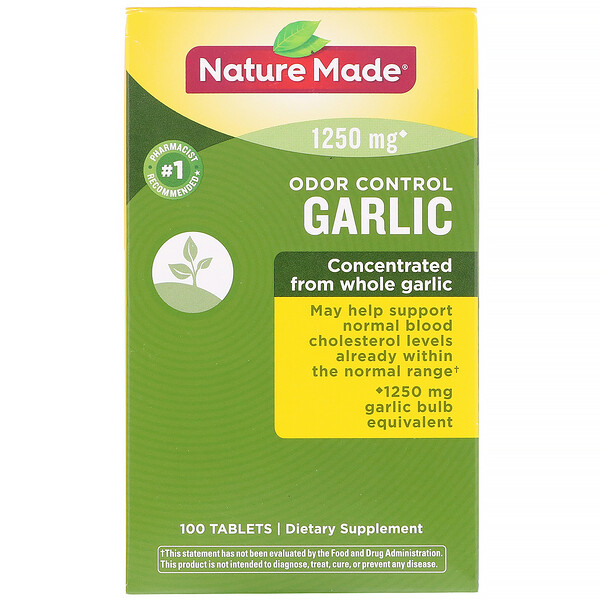Nature Made, Odor Control, Garlic, 1,250 mg, 100 Tablets iHerb