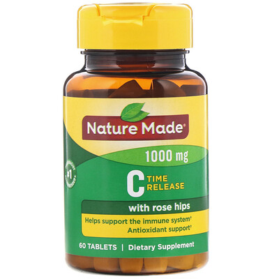 Nature Made Vitamin C with Rose Hips, Time Release, 1,000 mg, 60 Tablets