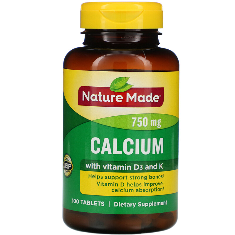 Nature Made, Calcium With D3 And K, 750 Mg, 100 Tablets - IHerb