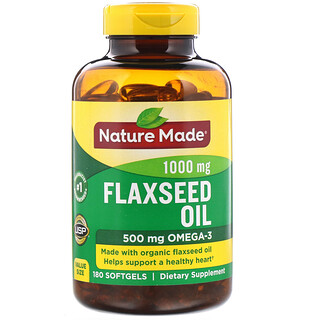 Nature Made, Huile de graines de lin, 1000 mg, 180 gélules souples