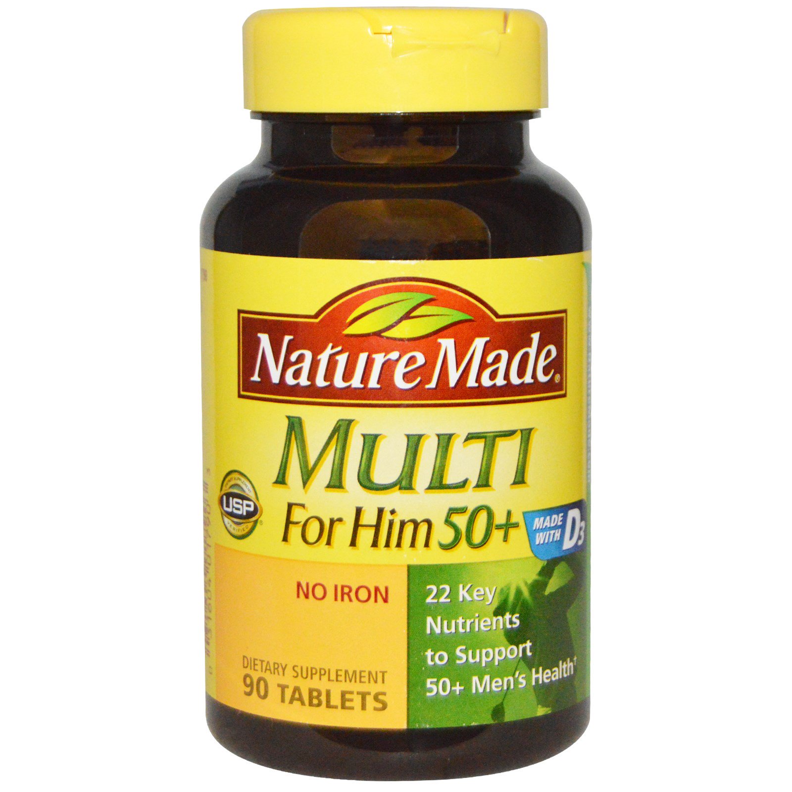 Nature Made, Мультивитамины для мужчин за 50, без железа, 90 гелевых таблеток