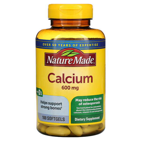 Nature Made, Calcium with Vitamin D3, 600 mg, 100 Softgels