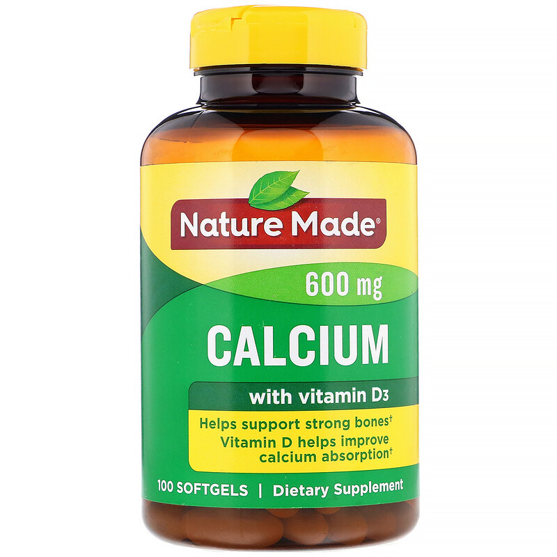 Nature Made, Calcium With Vitamin D3, 600 Mg, 100 Softgels - IHerb