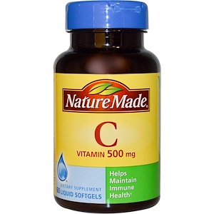 Nature Made, Витамин C, 500 мг, 60 гелевых капсул