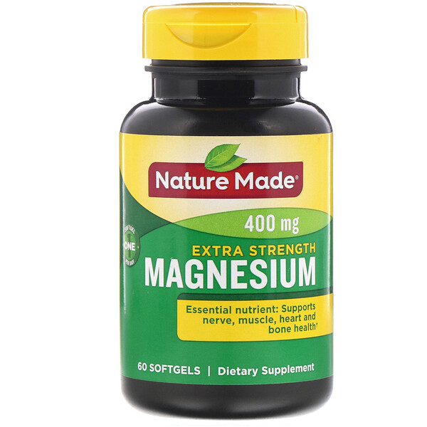Nature Made, Magnesium, Extra Strength, 400 mg, 60 Softgels iHerb