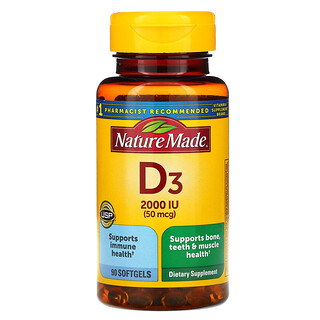 Nature Made, 維生素 D3，2000 國際單位（50 微克），90 粒軟膠囊