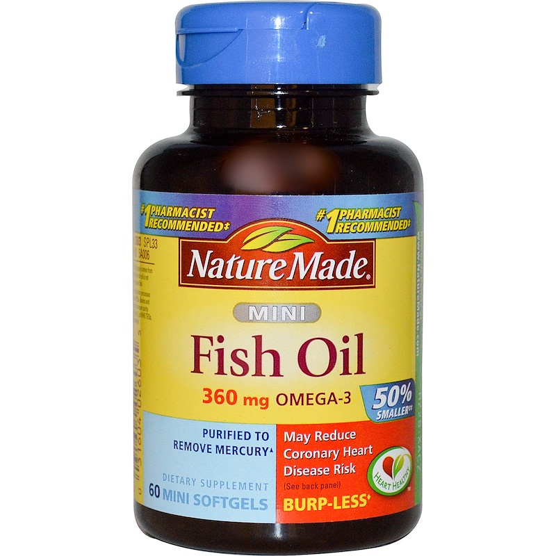 Nature Made, Mini Fish Oil, Omega3, 360 mg, 60 Mini Softgels iHerb