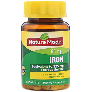 Nature Made, Железо, 65 мг, 180 таблеток