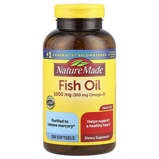 Nature Made, Huile de poisson, 1000 mg, 250 capsules à enveloppe molle