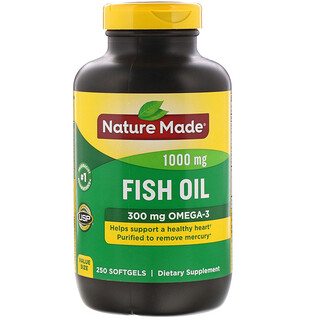 Nature Made, 魚油，1,000 毫克，250 粒軟凝膠