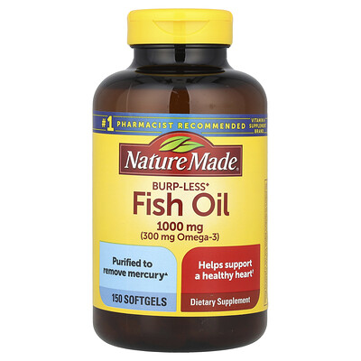 Photos - Other Sports Nutrition Nature Made, Fish Oil, Burp-Less, 150 Softgels  NDM-02665(1,000 mg per Softgel)