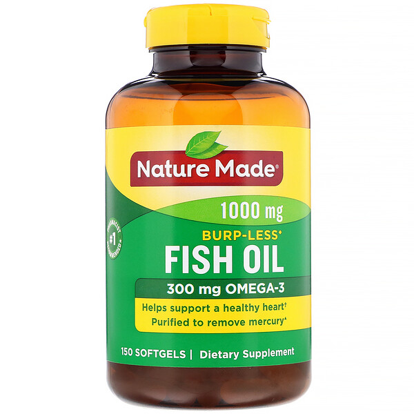 Nature Made‏, Fish Oil, Burp-Less, 1,000 mg, 150 Softgels