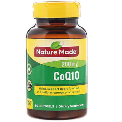 Nature Made Коэнзим Q10, 200 мг, 80 мягких таблеток