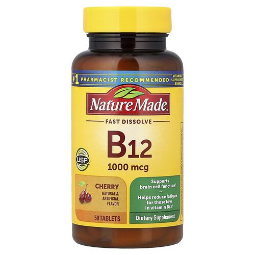 Nature Made, Vitamin B12, schnell auflösen, Kirsche, 1.000 mcg, 50 Tabletten