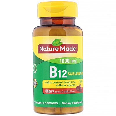Nature Made B-12 Sublingual, Cherry, 1,000 mcg, 50 Micro -Lozenges