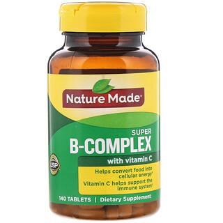 Nature Made, Super Complexo B com Vitamina C, 140 Comprimidos