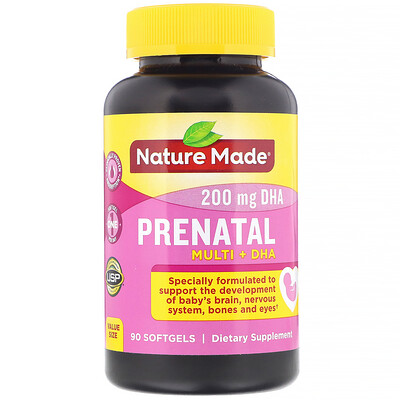 Nature Made Prenatal Multi + DHA(ДГК), 90 капсул