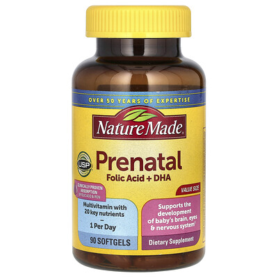 Product Image for Nature Made, Prenatal Folic Acid + DHA, 90 Softgels