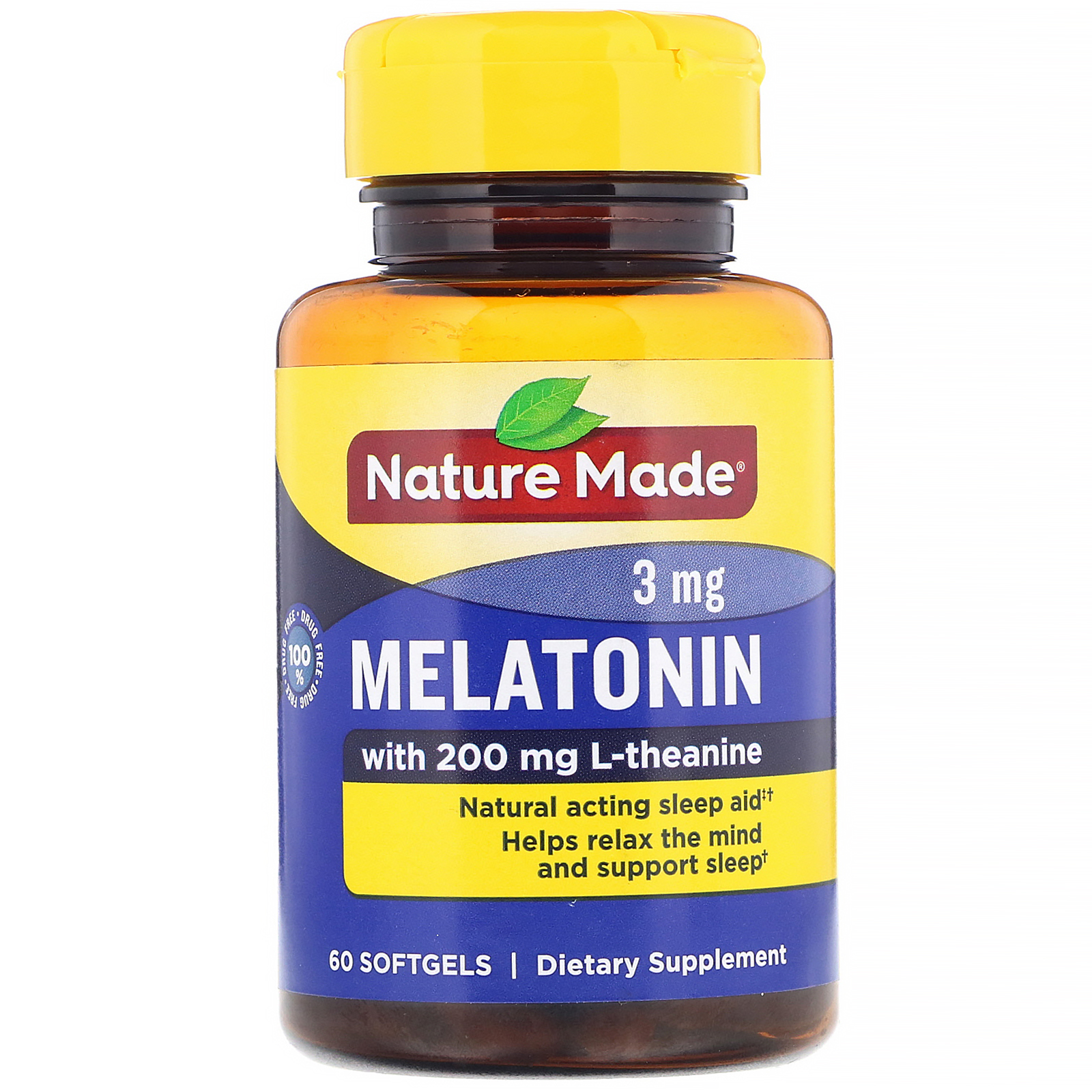 Egen ankomme stang Nature Made, Melatonin, 3 mg, 60 Softgels