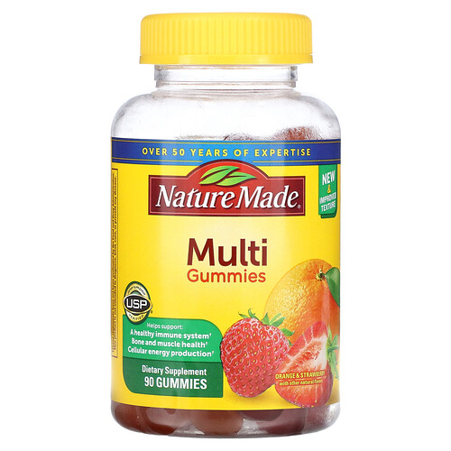 Nature Made, Multi-Fruchtgummis, Orange und Erdbeere, 90 Fruchtgummis