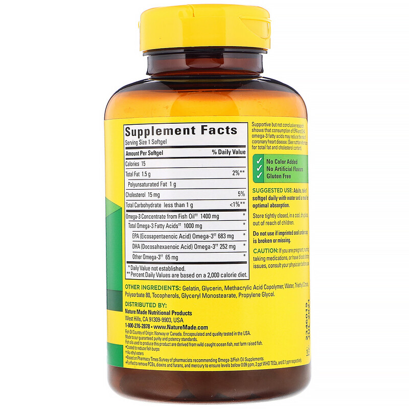 Nature Made, Fish Oil, Ultra Omega3, BurpLess, 1,400 mg, 90 Softgels