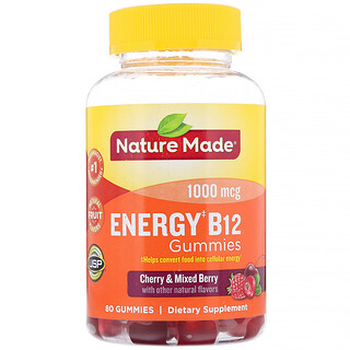 Nature Made, Energy B12 Gummies, Cherry & Mixed Berry, 1000 mcg, 80 Gummies