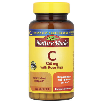 Photos - Vitamins & Minerals Rose Nature Made Nature Made, Vitamin C with  Hips, 500 mg, 130 Caplets NDM-11259 