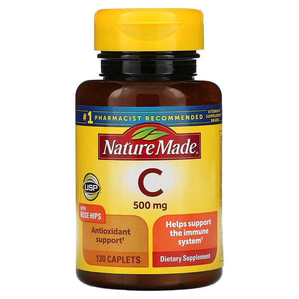 Vitamin C with Rose Hips, 500 mg, 130 Caplets