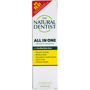 Отзывы о Натурал Дантист, All In One, Anticavity Toothpaste with Purified Aloe Vera, Peppermint Twist, 5.0 oz (142 g)