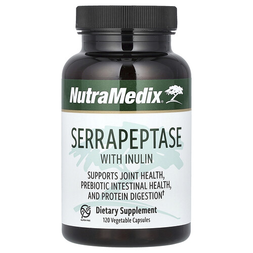 NutraMedix Серрапептаза с инулином 120 растительных капсул (500 мг на капсулу)
