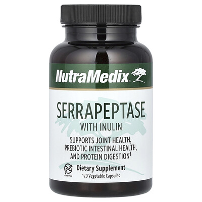 Product Image for NutraMedix, Serrapeptase with Inulin, 120 Vegetable Capsules (500 mg per Capsule)